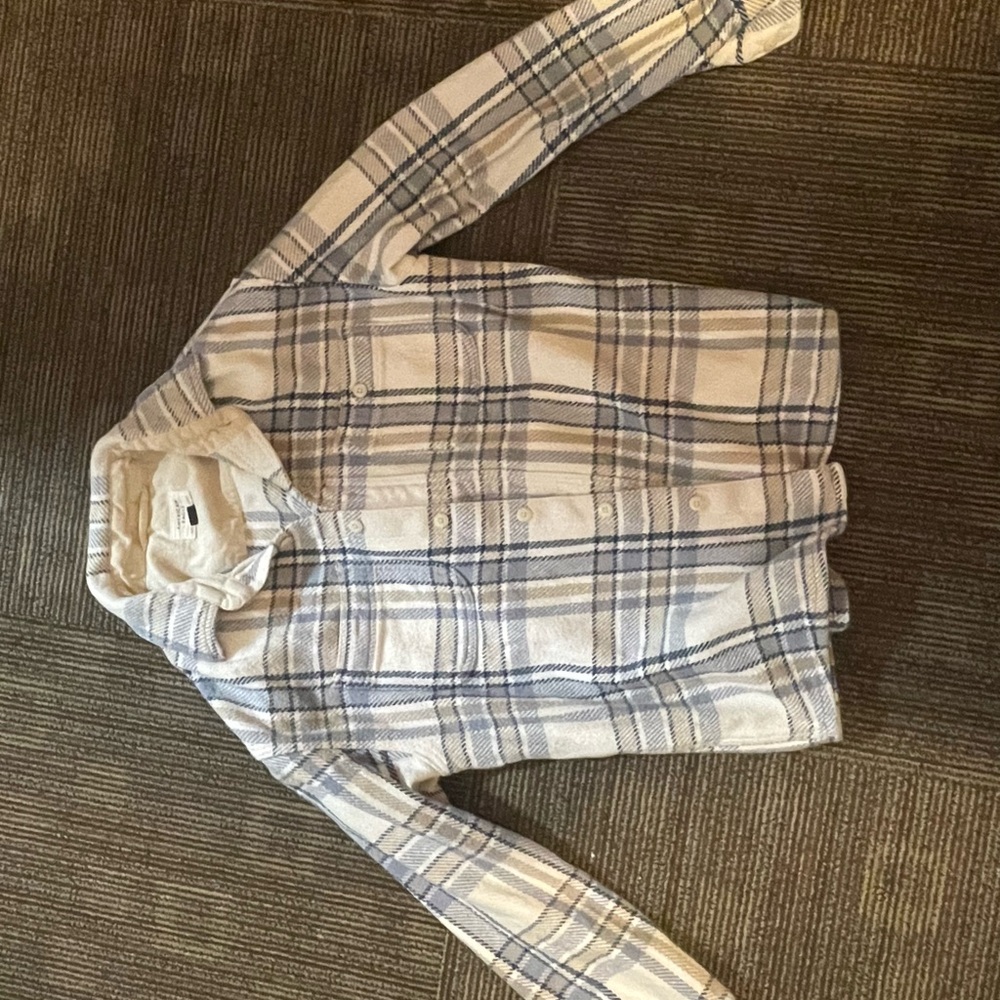 American Eagle Outfitters Blue and White Plaid Shirt